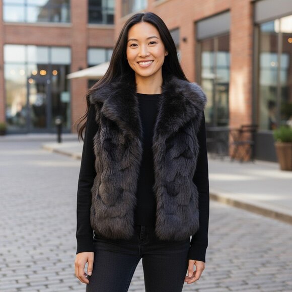 Bebe Fur Vest Size Small - Picture 1 of 3